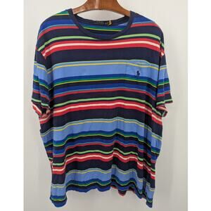 Polo Ralph Lauren 3XB Multicolor Stripe 100% Cotton Pocket Tee Big & Tall